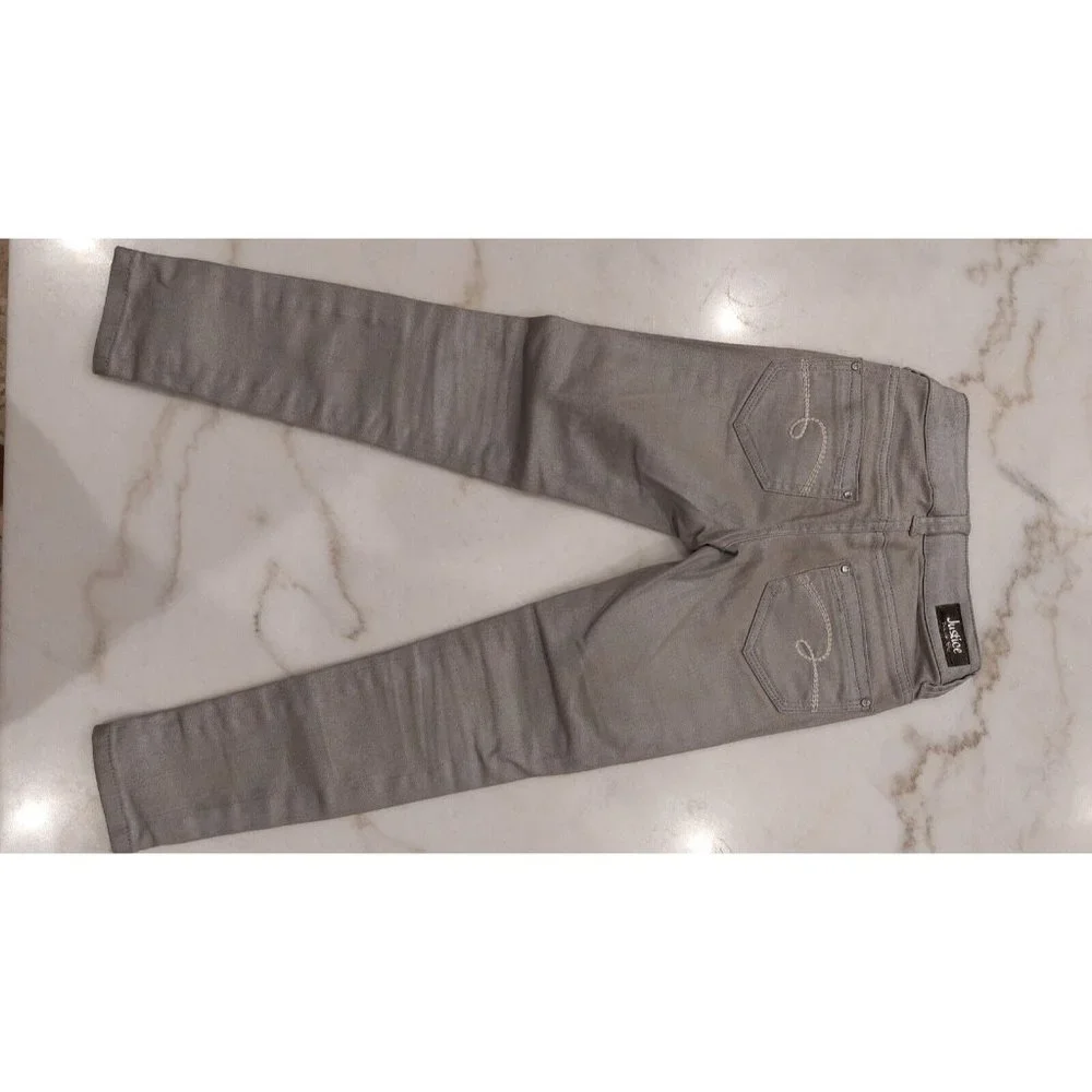 Justice Silver Metallic Super‎ Skinny Jeans, Girls Size 7R